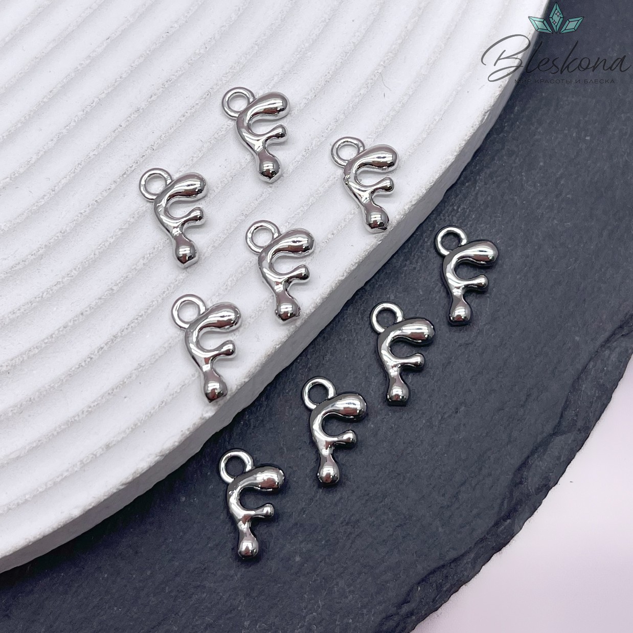 13 мм Цвет серебро, Буква гладкая F