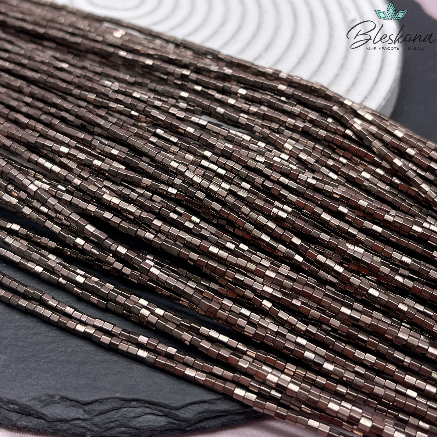 2 мм Гематин имитация, цвет коричневый №1 (шоколадный), цилиндр