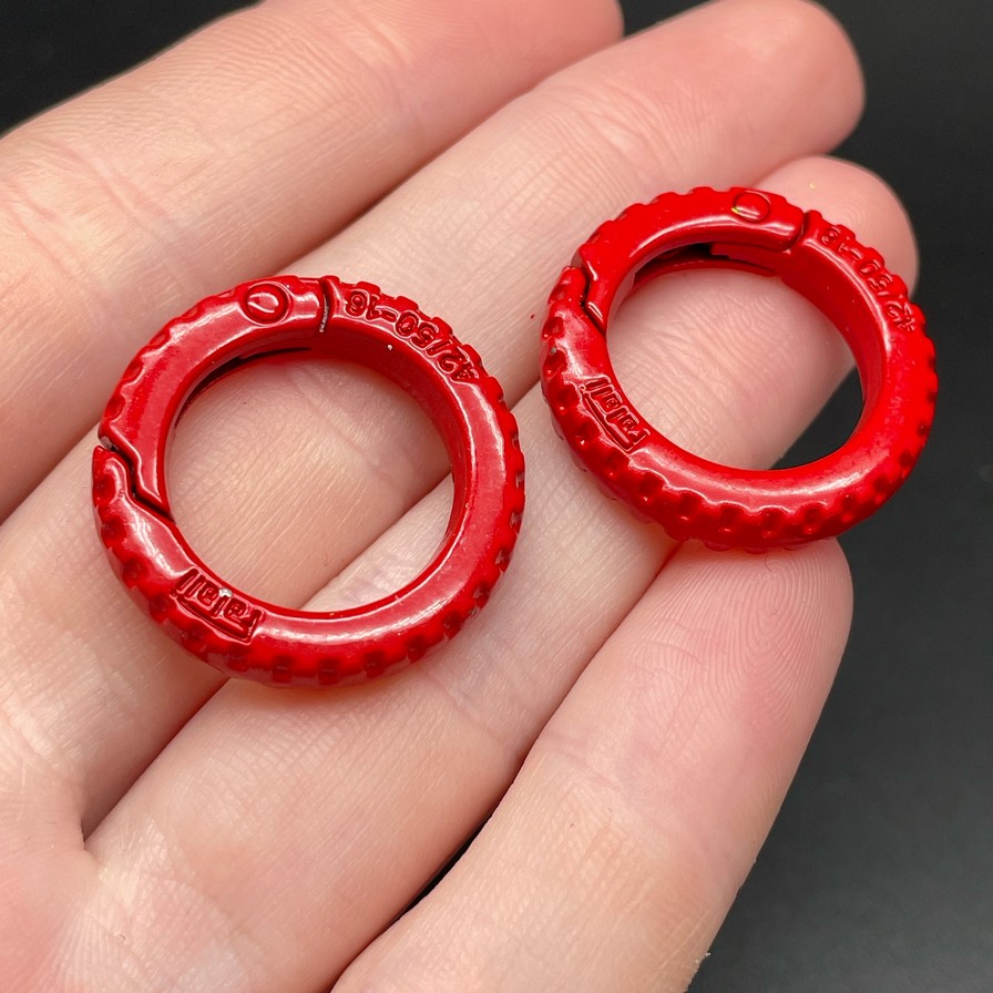 25мм , Замок круг -колесо красная эмаль 