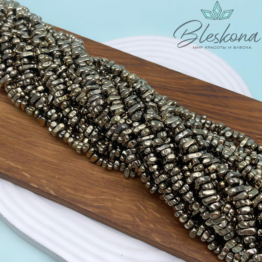 6-7 мм Гематин сколы шлифованные, темное золото №1, имитация 