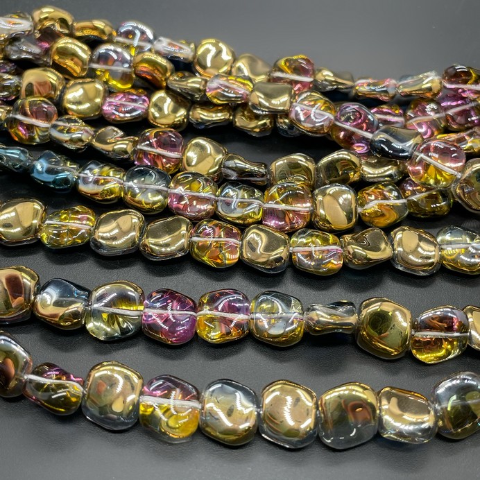 11 мм Стекло Lux, фриформ, цвет золото с фиолетовым переливом