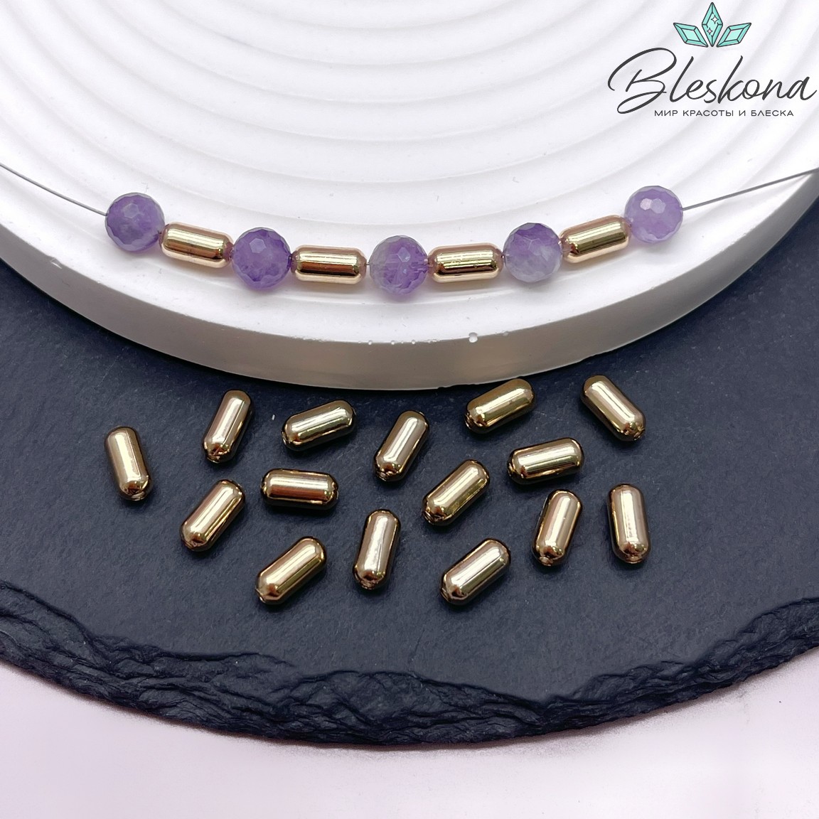 8*3,8 мм Цвет золото, Бусина бочонок