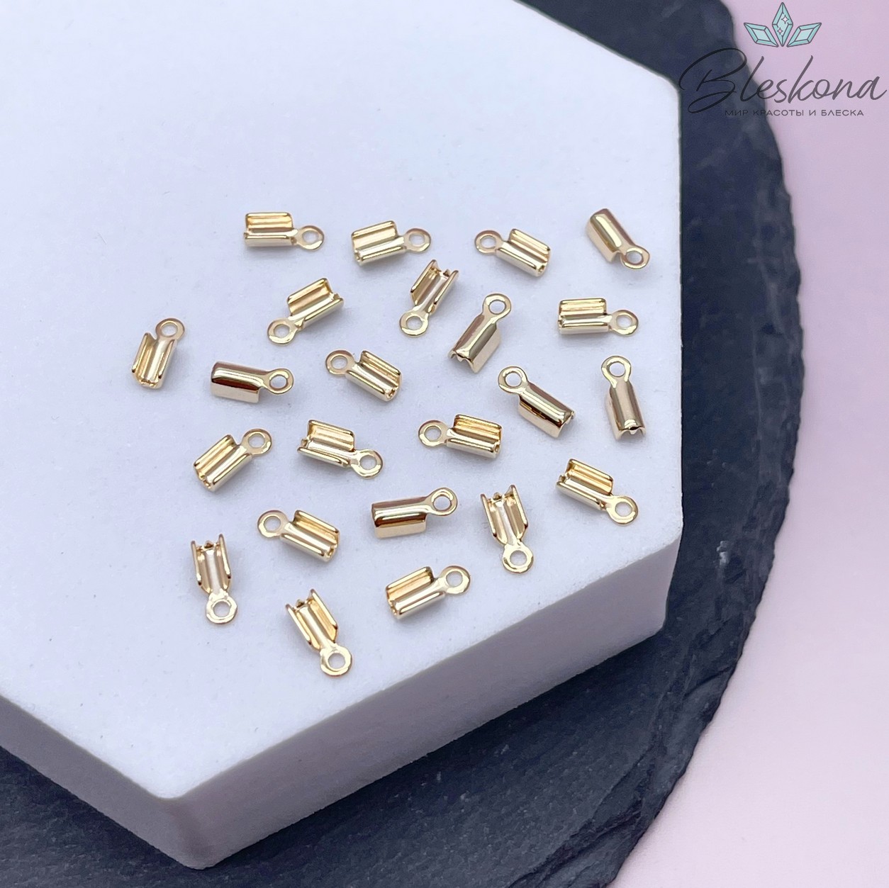 7*2,5 мм Цвет золото, Зажим-Концевик для шнура гладкий 