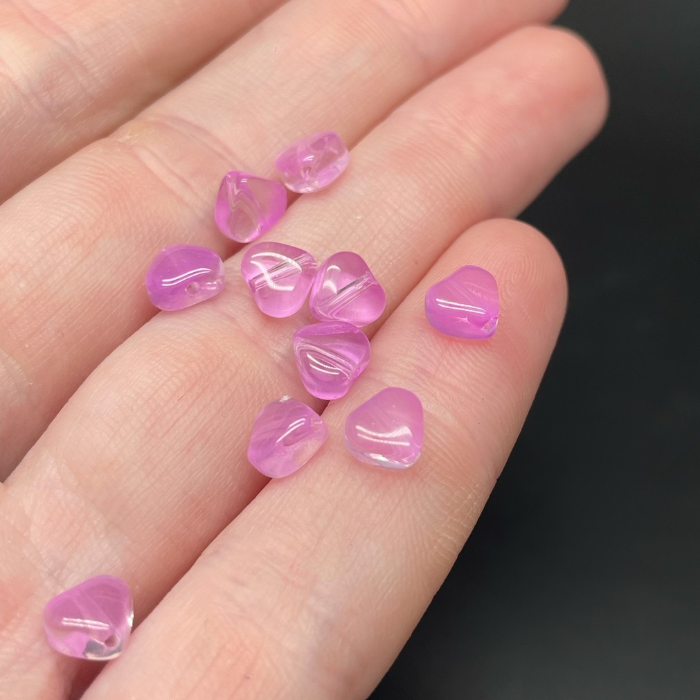 6,5 мм, Стекло сердце фиолетовое  уп.10 шт №1