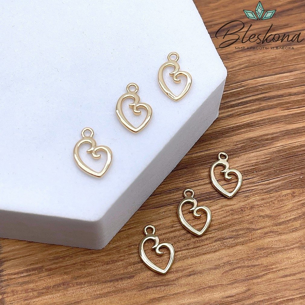 12,3*8 мм Цвет золото, Подвеска сердце контур Этно
