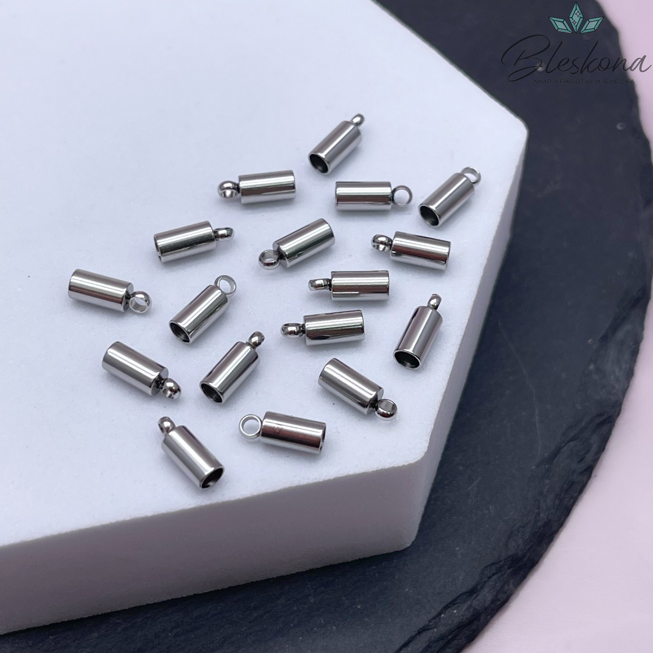 8,3*3 мм Цвет серебро, Зажим-Концевик для шнура сет 2 шт  