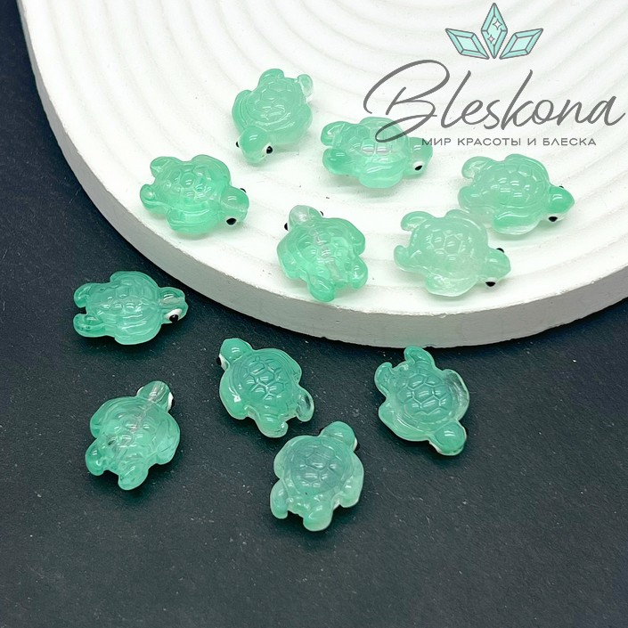 18,5*14 мм  Бусина черепаха зеленая