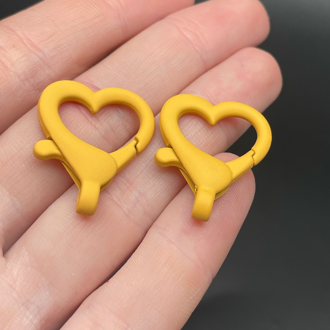 22*26мм , Замок крупный сердце светло-оранжевая  эмаль матовая