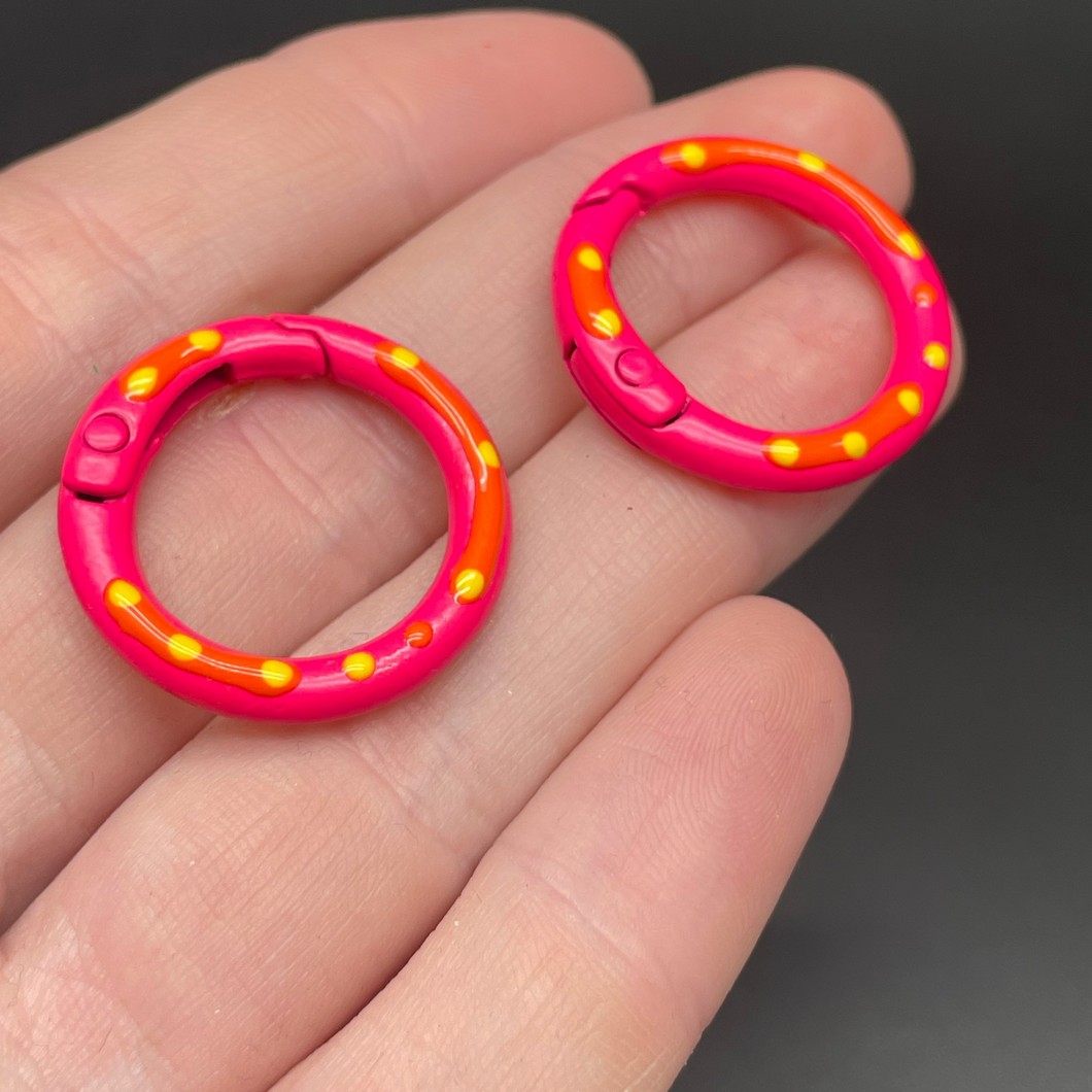 25мм , Замок круг разводы малиновая эмаль