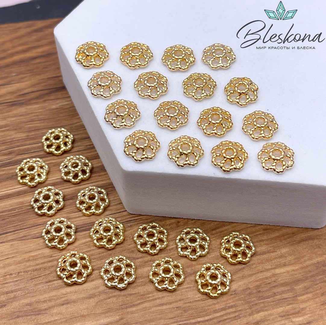 8*2,6 мм Цвет золото, Шапочка цветок