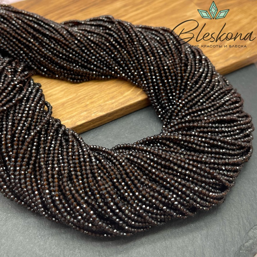 2 мм Бусины стекло темно-коричневое алмазная огранка