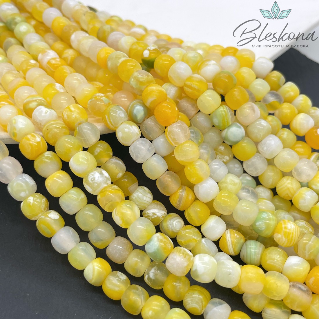 Агат с узором №42 бочата 6*7,5 мм