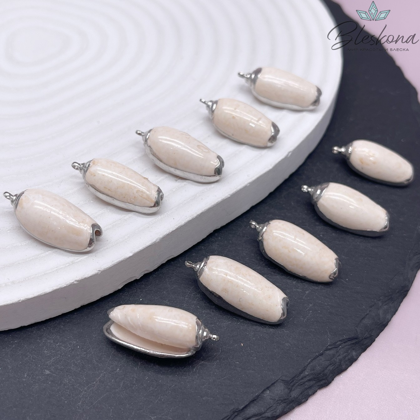 11*25 мм, Цвет серебро, Подвеска ракушка