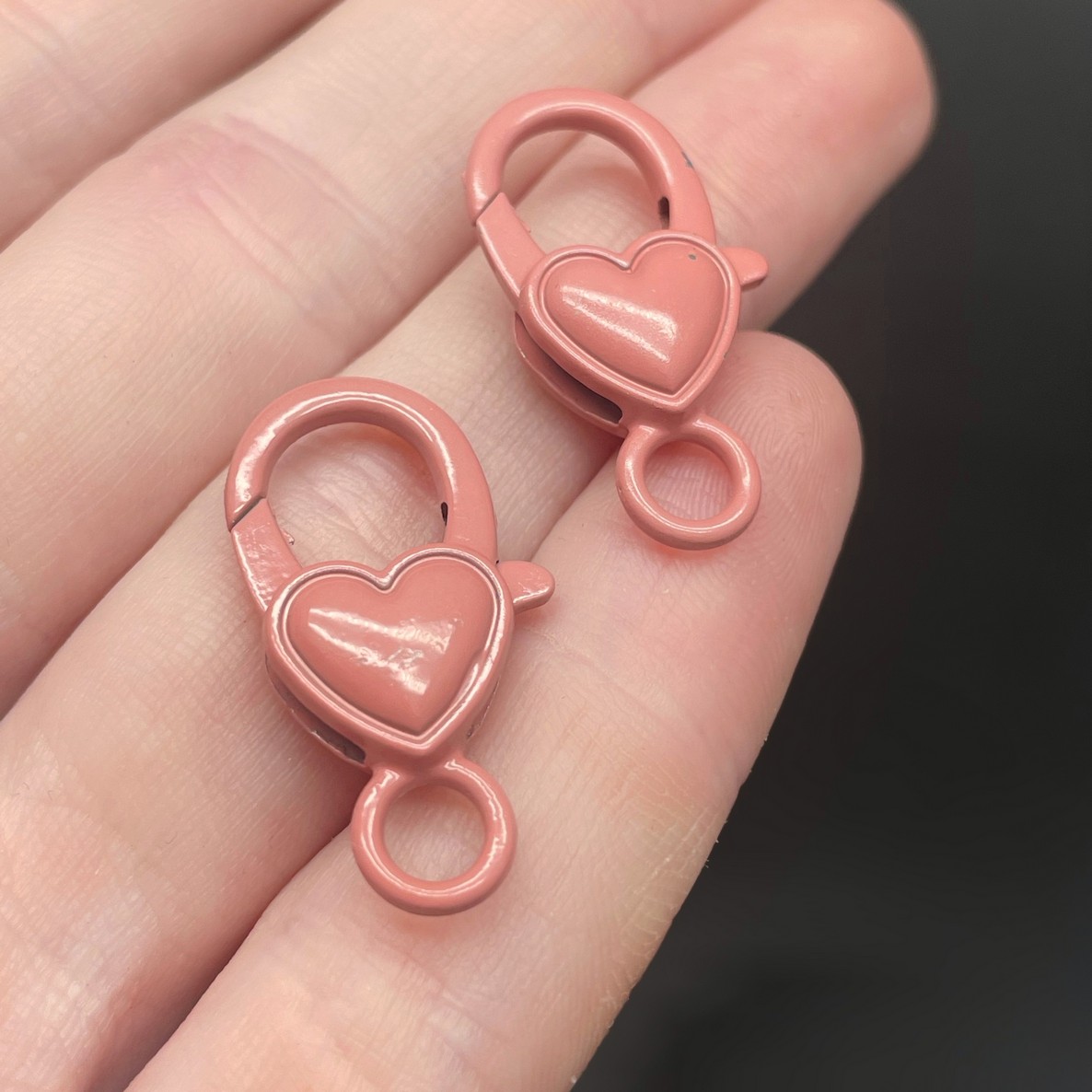 12,5*26,5мм , Замок крупный сердце пудровая эмаль 