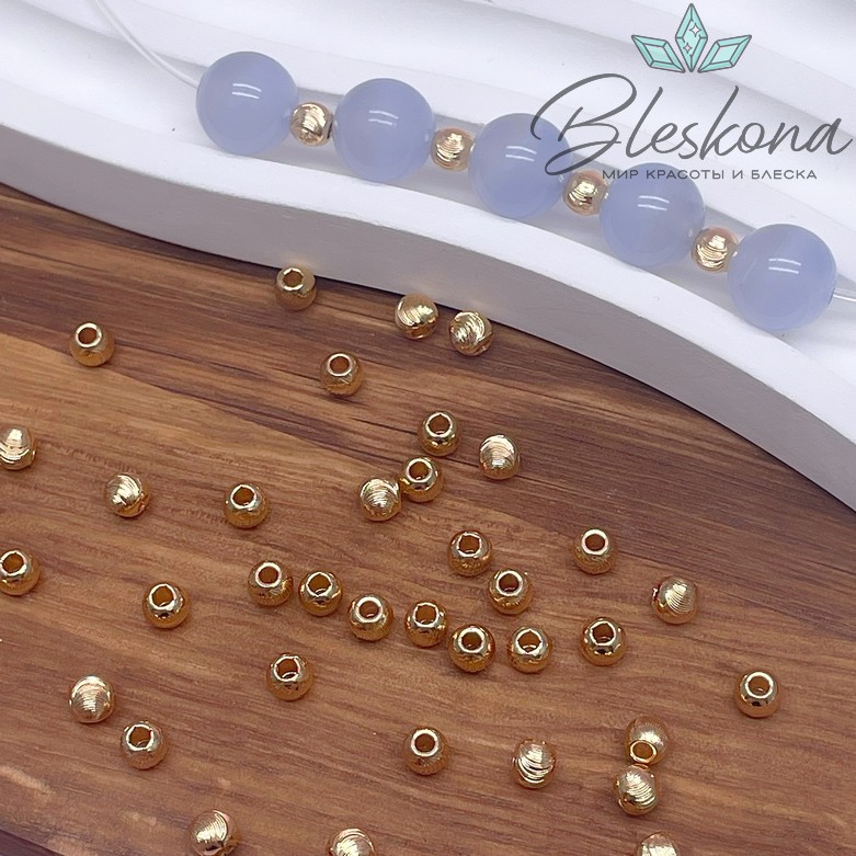 4 мм Цвет золото, Бусина резная уп.10 шт. 