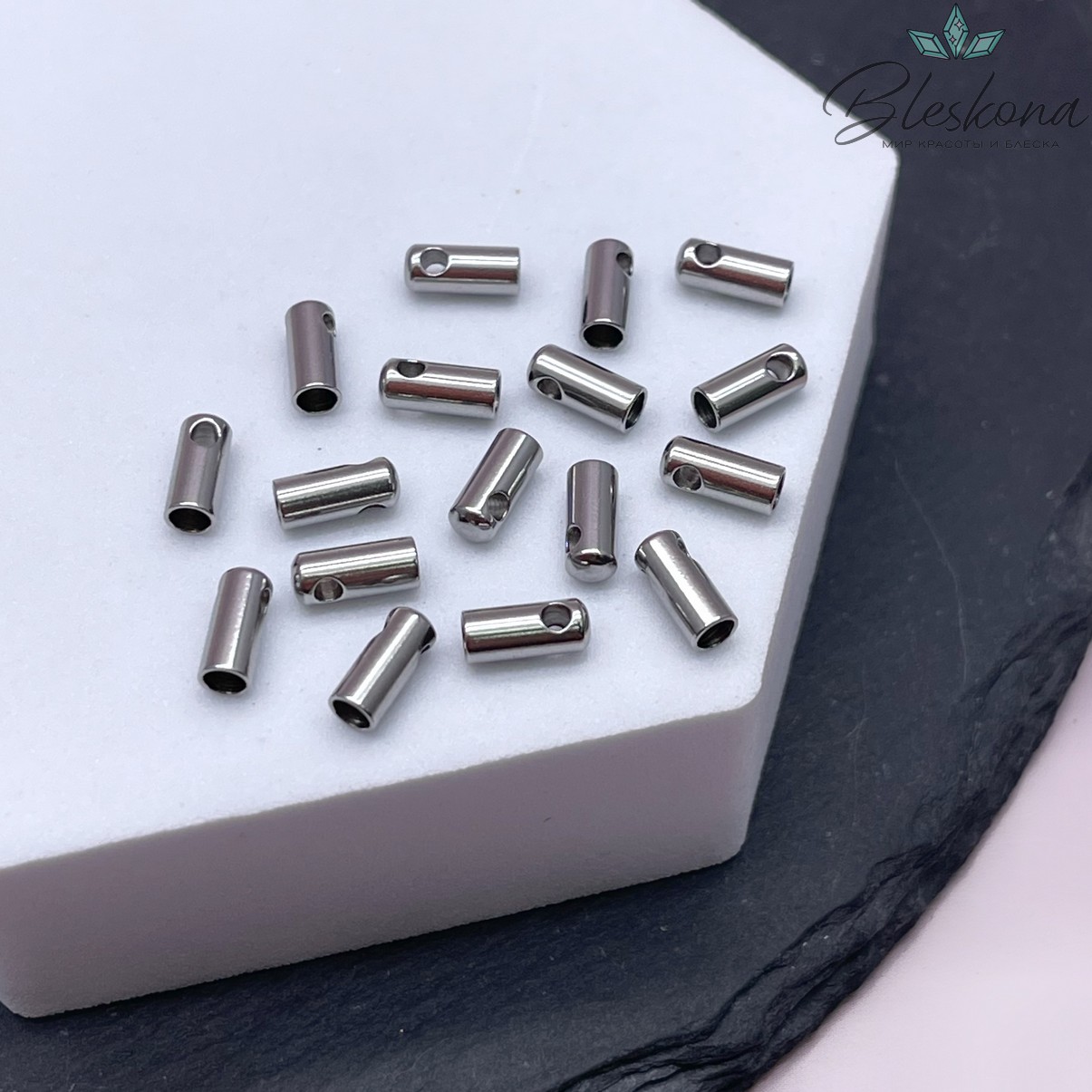 7,5*3 мм, Цвет серебро, Зажим-Концевик для шнура сет 2 шт  