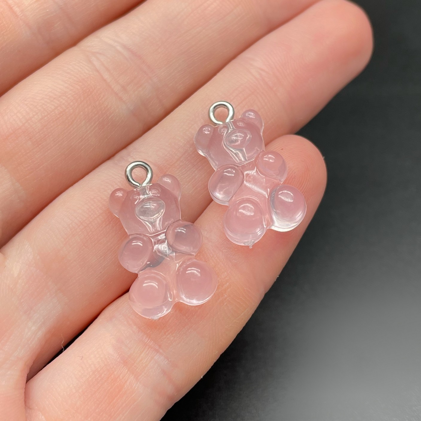 12*21,5мм, Цвет серебро, Подвеска Мишка светло-сиреневый прозрачный  