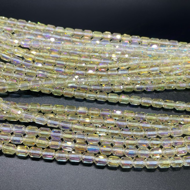 4*5 мм Стекло Lux, цилиндр мини, цвет песочный с переливом