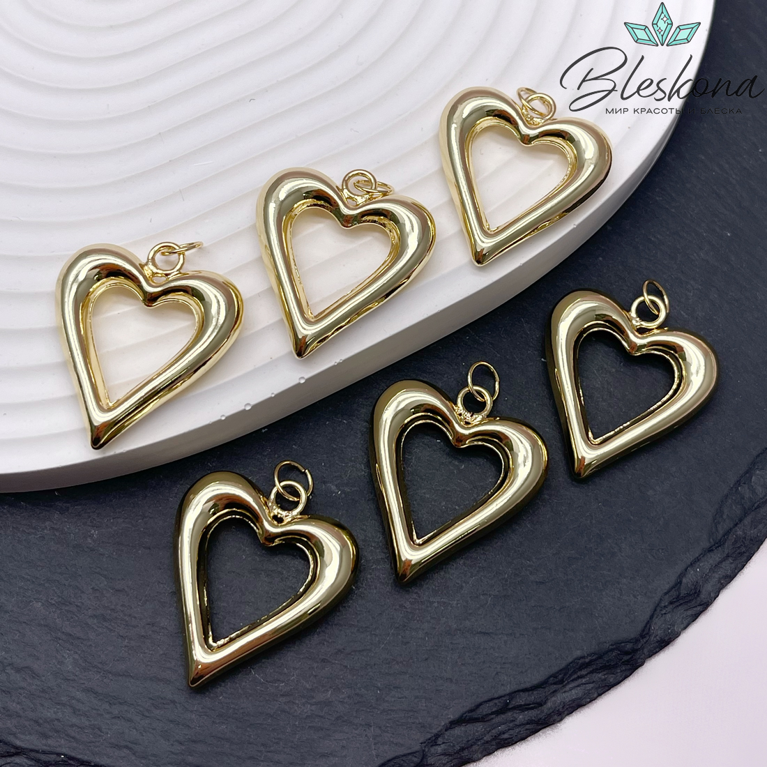 29*25,5 мм Цвет золото, Подвеска сердце контур 