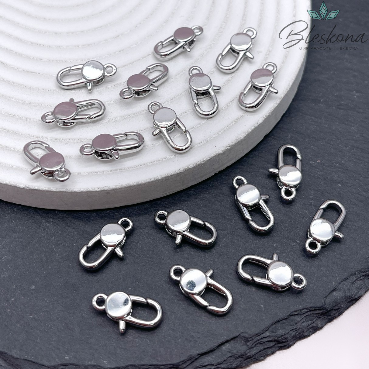 17*7 мм Цвет Серебро, Замок Лобстер средний круг