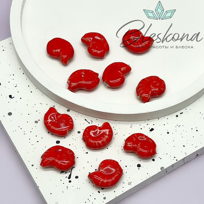 15*12 мм Бусина Аммонит, керамика цвет розовый