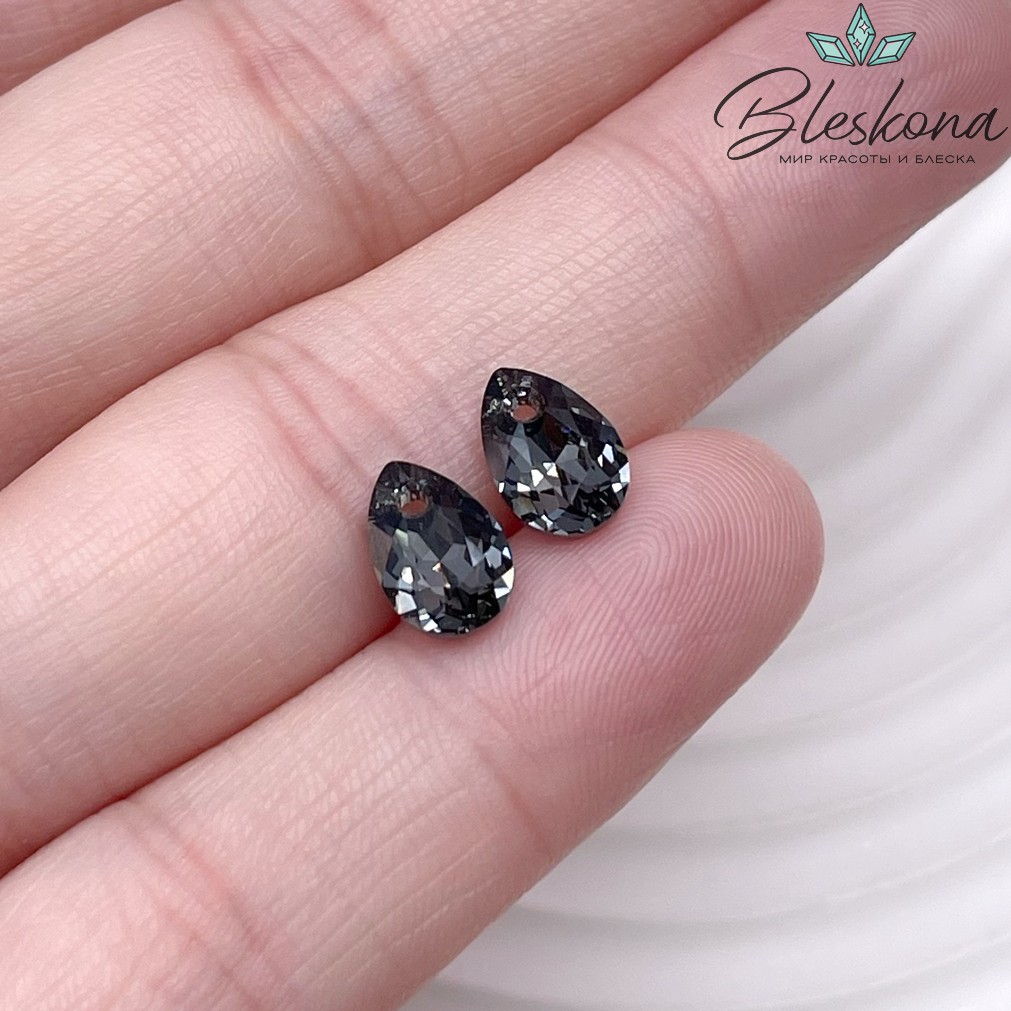 6433 Pear Cut Pendant 9мм Crystal Silver Night (SINI)