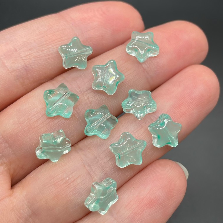 8 мм, Стекло звезда бирюзовая уп.10 шт 