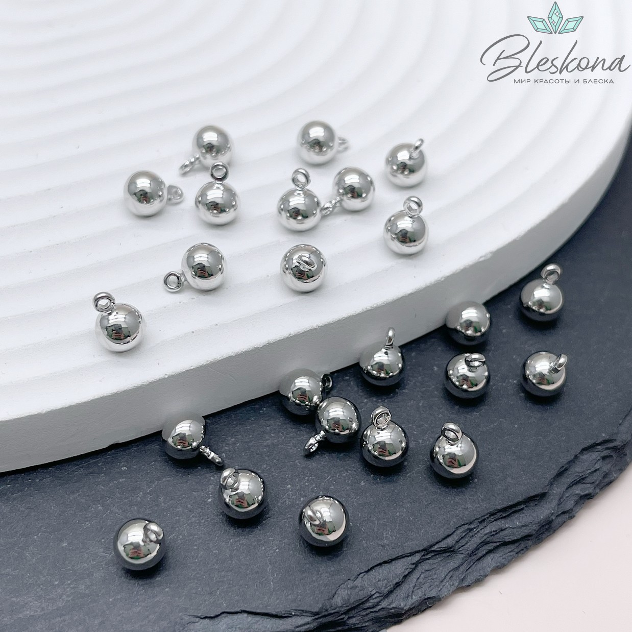 6 мм Цвет серебро, Подвеска шар