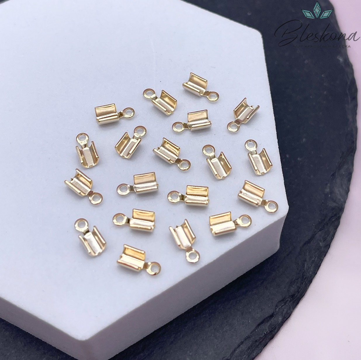 8*3,5 мм Цвет золото, Зажим-Концевик для шнура гладкий