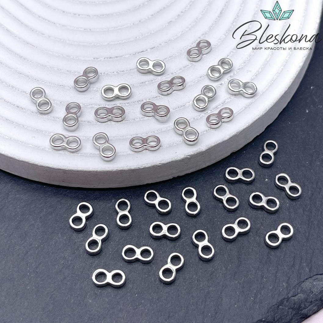 8,5*2 мм Цвет серебро, Бусина-разделитель 2 ряда 