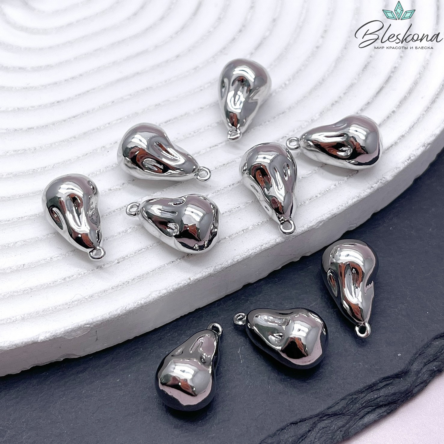 17,3*10,2 мм Цвет серебро, Подвеска жемчуг барокко