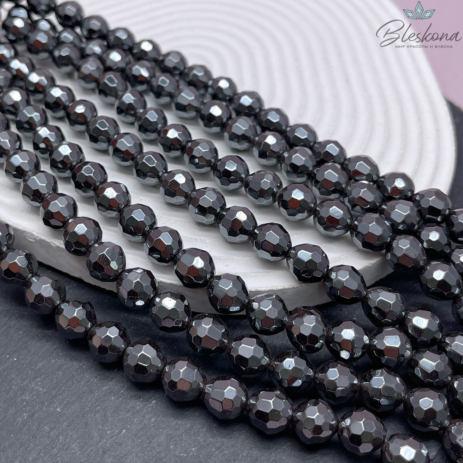 10мм Гематин имитация, огранка круглая