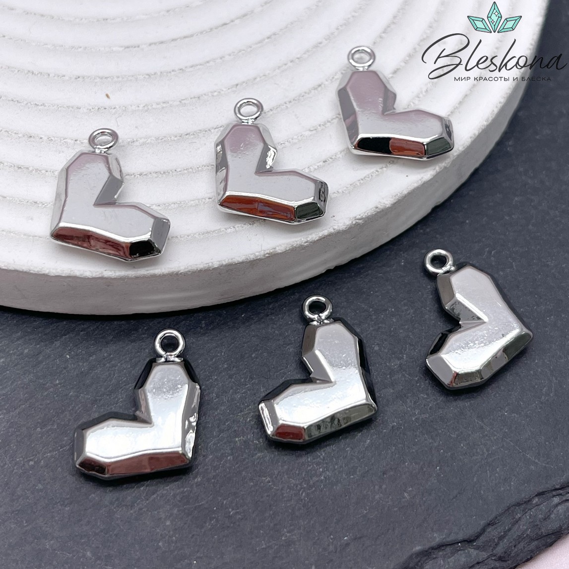 14*20,7мм Цвет серебро, Подвеска сердце  