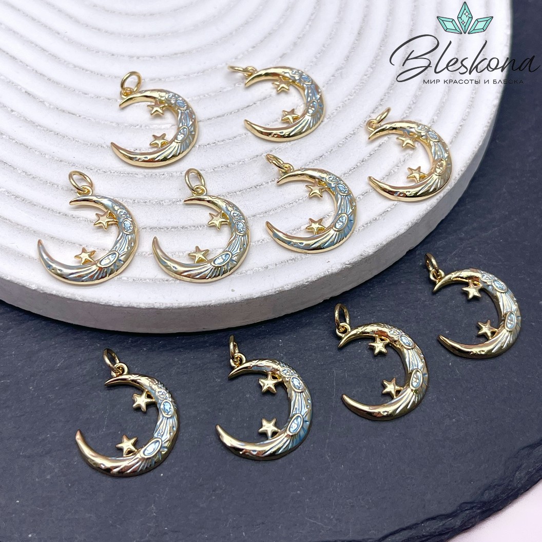 19*17 мм Цвет золото, Подвеска луна и звезды