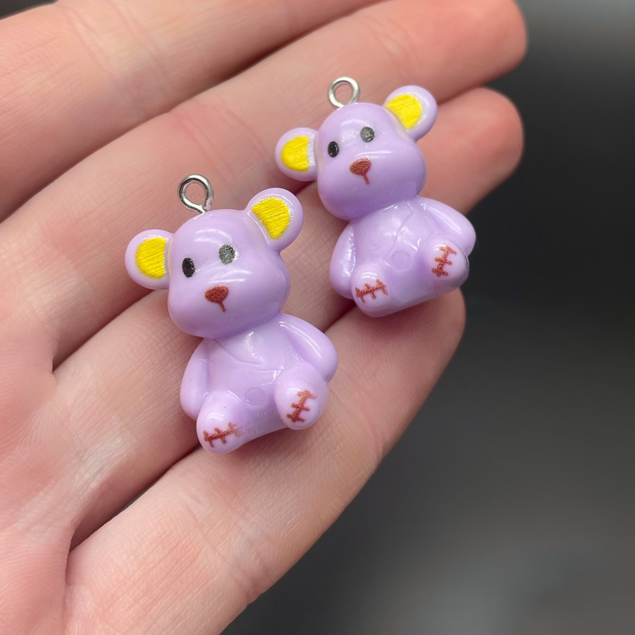 10,5*22мм, Цвет серебро, Подвеска Мишка фиолетовый