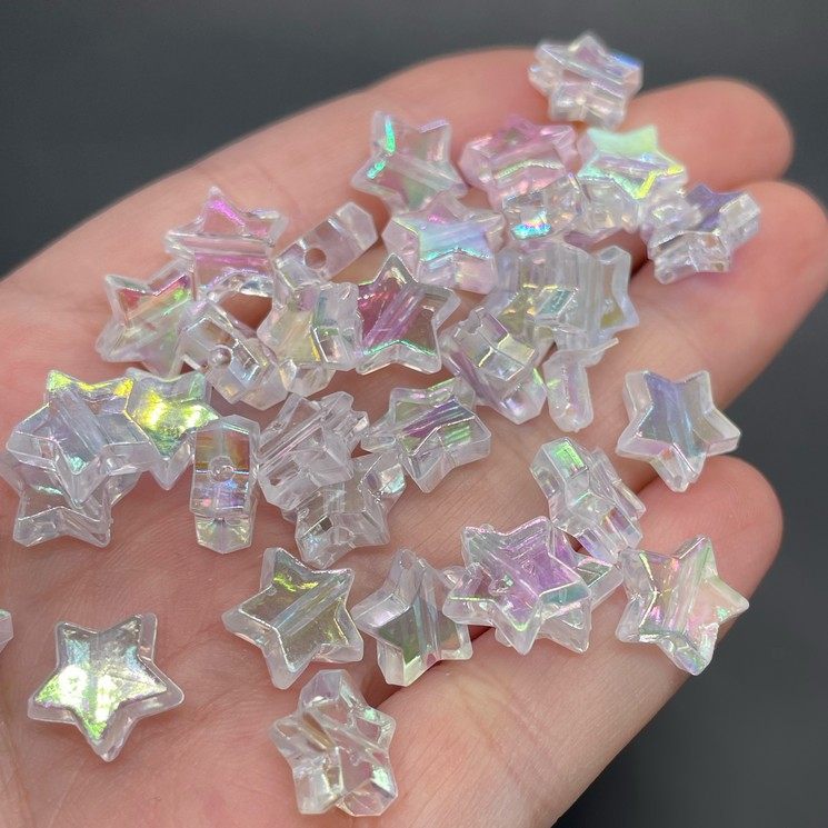 10 мм, Бусина звезды с переливом уп.10 гр  