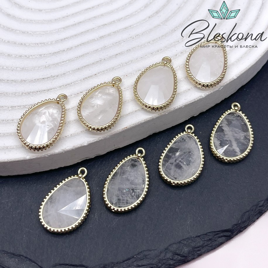 14,4*23мм, цвет золото ,Подвеска капля Горный хрусталь