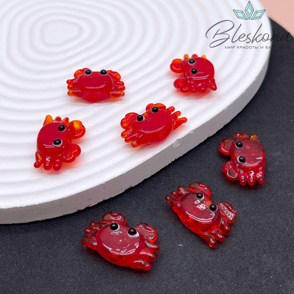 15*21 мм Бусина крабик красный