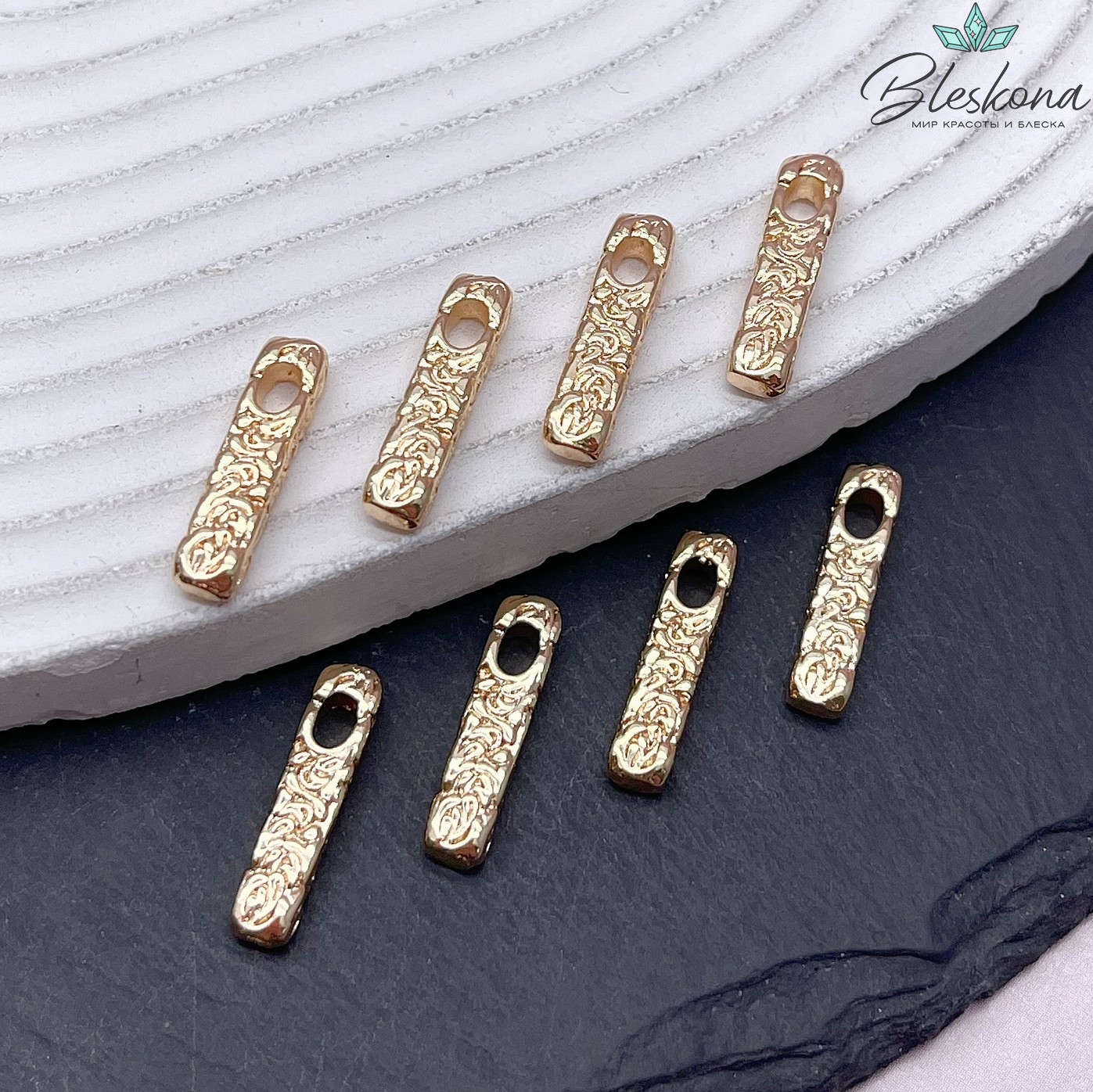 19*4,5 мм Цвет золото, Подвеска прямоугольник узоры 