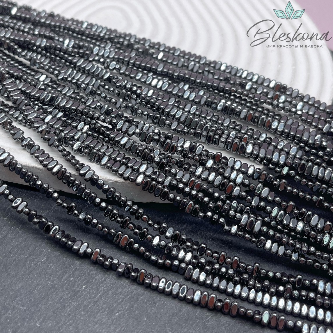 2*4 мм Гематин имитация, плоский прямоугольник 