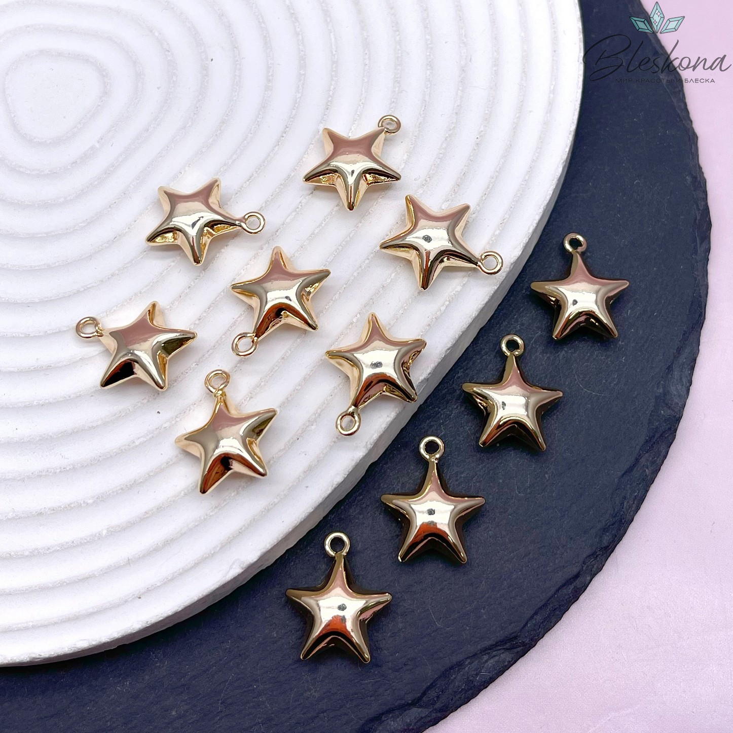 19*16мм Цвет золото, Подвеска звезда объемная