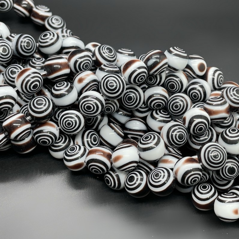 Муранское стекло черное спираль 10мм