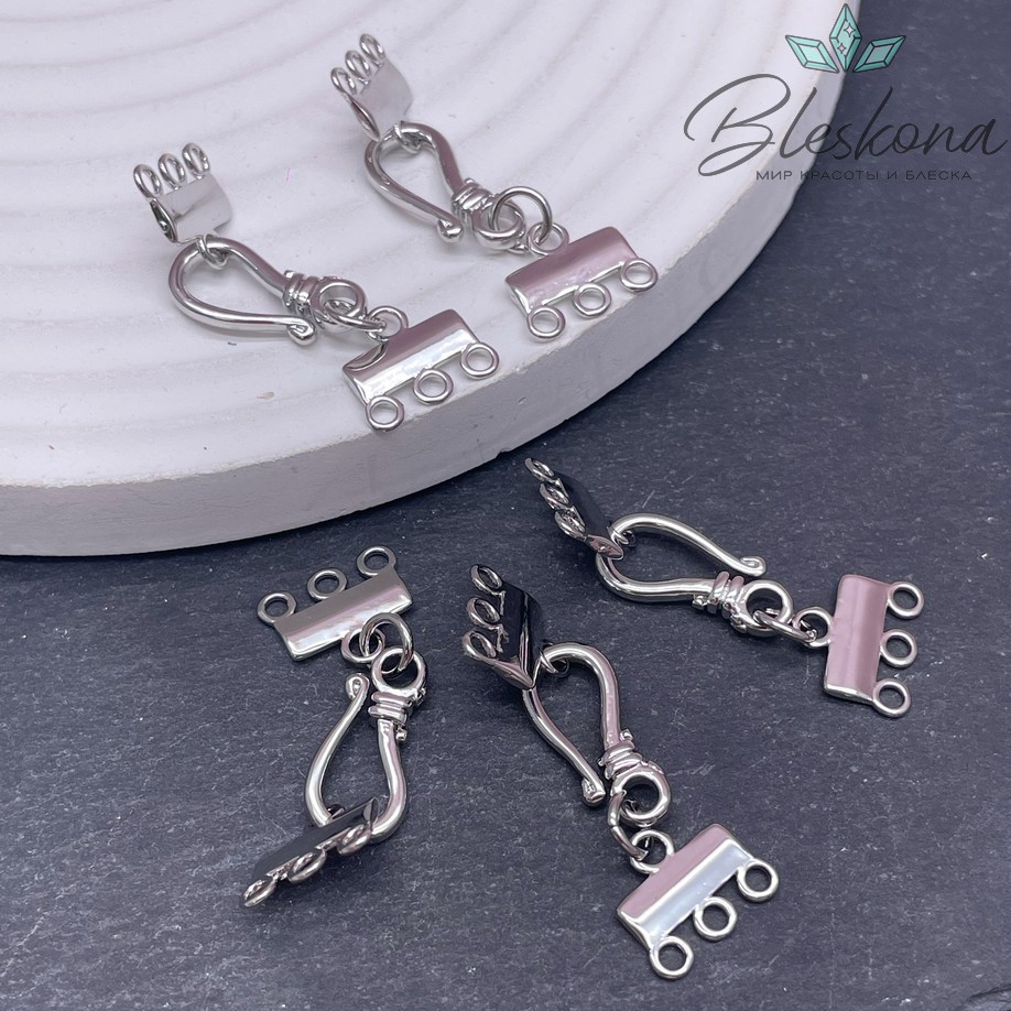 16 мм Цвет серебро, Замок крючок на 3 ряда