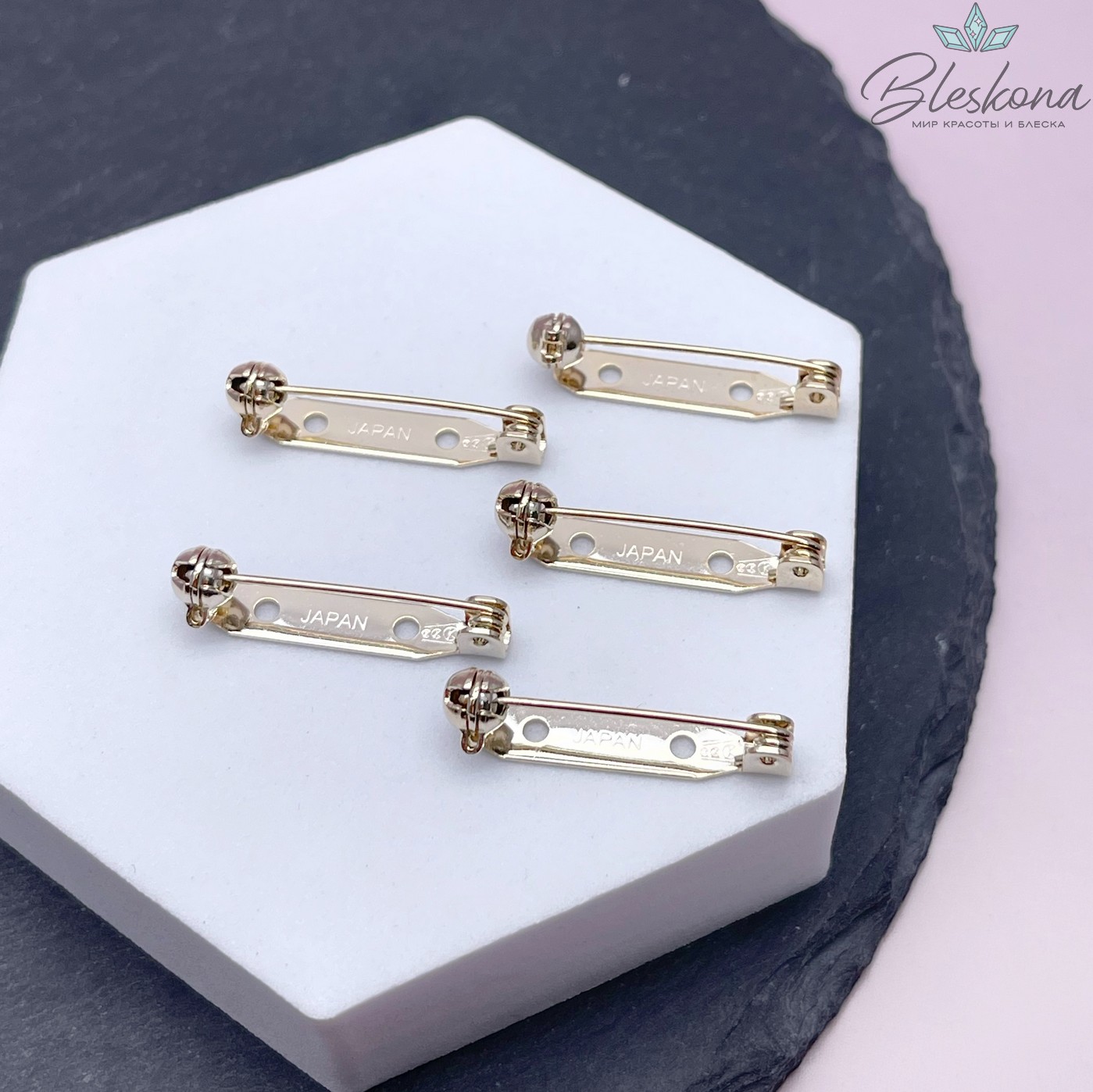 28*5 мм Цвет золото, Японская булавка для броши с фиксатором