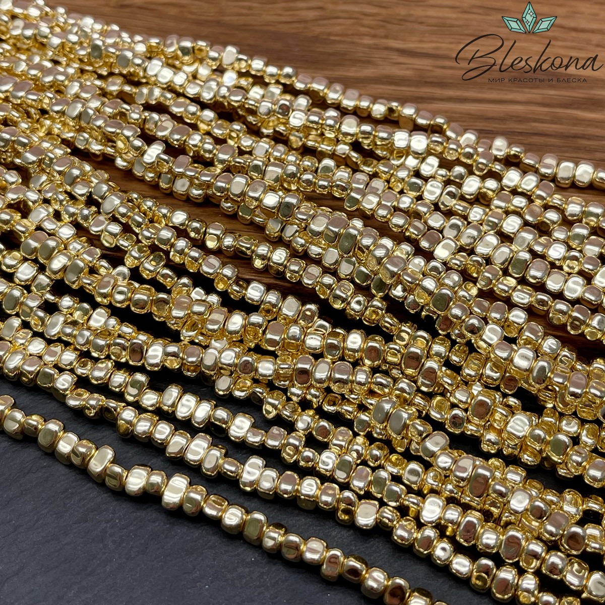 4,5-6 мм Гематин сколы шлифованные, светлое золото, имитация