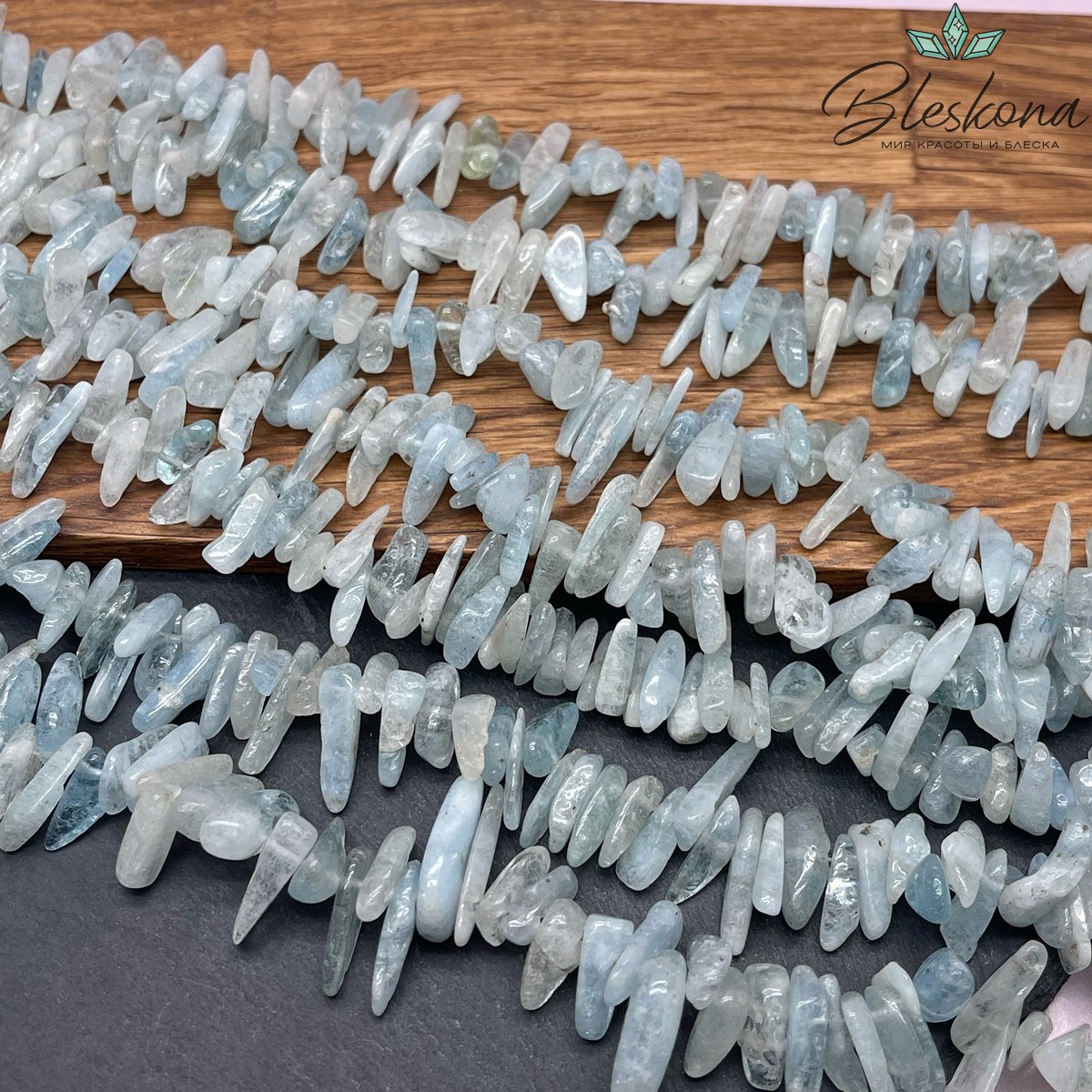 Аквамарин сколы шлифованные 15-35 мм