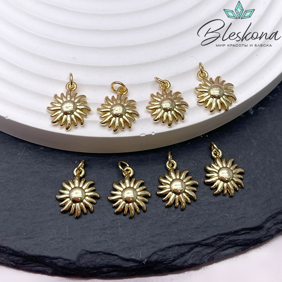 13*10 мм Цвет золото, Подвеска солнце гладкое 