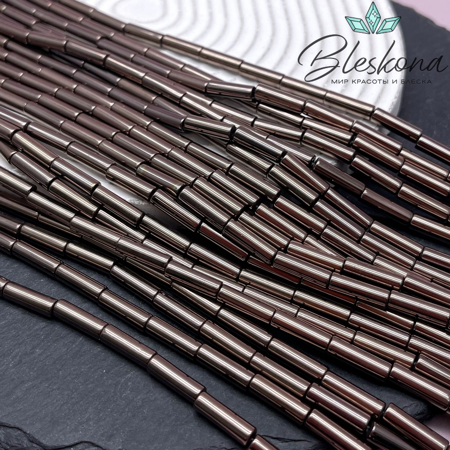 13*4 мм Гематин имитация, цвет коричневый (шоколадный) трубочки №1