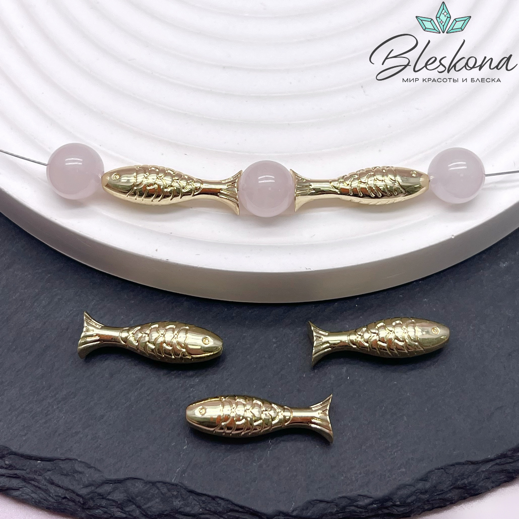 20*6 мм Цвет золото, Бусина Рыбка