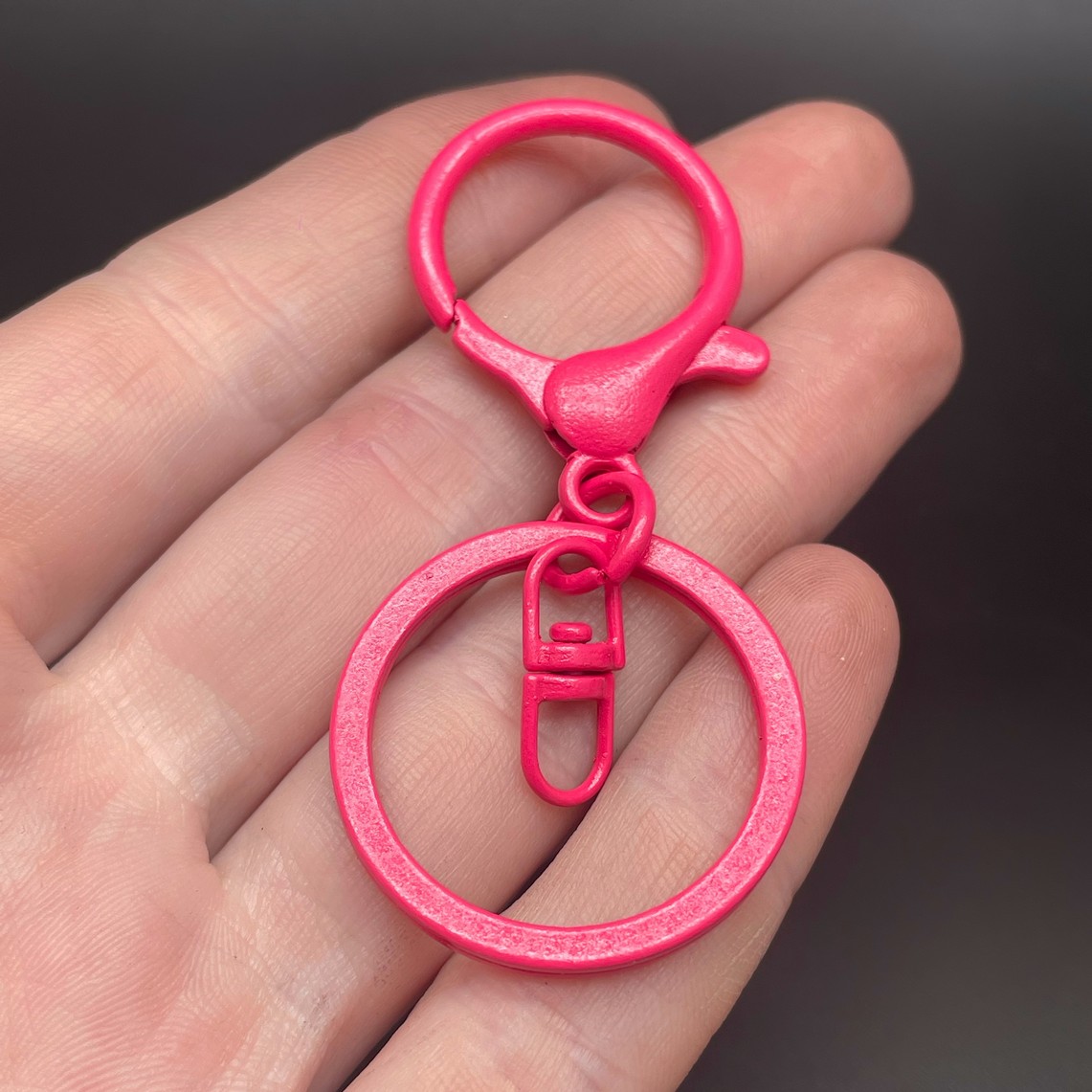 30 мм, Основа для брелока малиновая эмаль круглый замок